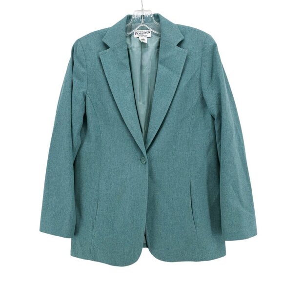 Pendleton Jackets & Blazers - PENDLETON 100% Virgin Wool Teal Single Button Blazer MADE IN USA Size 4